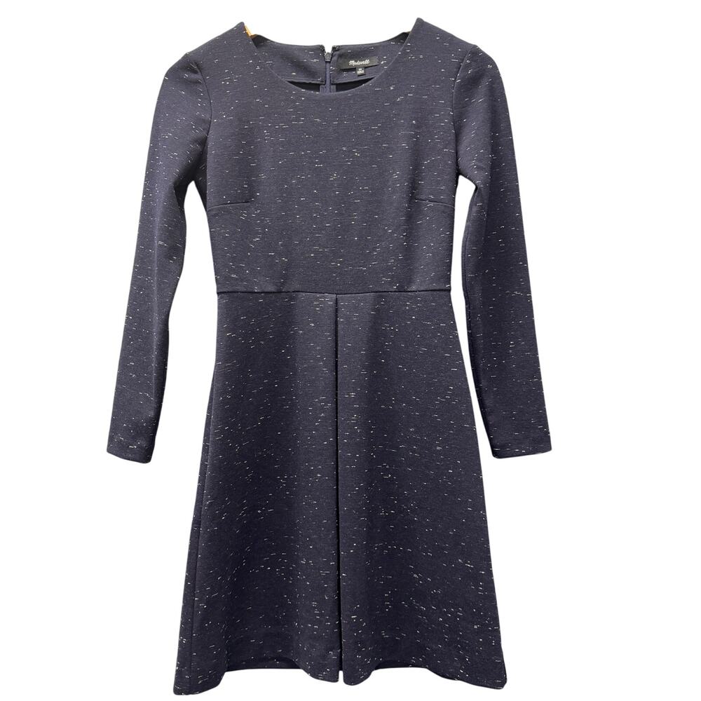 Madewell Dress Womens 00 Gia Blue Marled Navy Concept Long Sleeve Zip Up